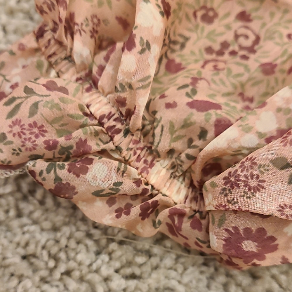 Anthropologie Floral Sheer Cropped Puff Sleeve Blouse PXXS - Picture 8 of 15